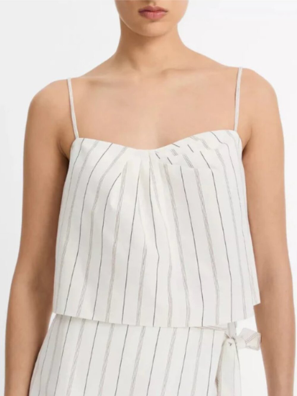 Vince Seedling Stripe Draped Front Tank Cotton Fabric Made in Italy Size 10
